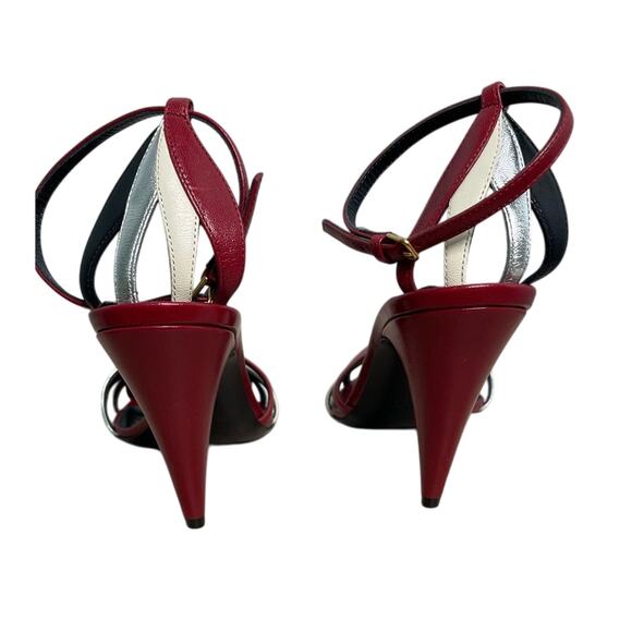 Saint Laurent Kristen 95 Calfskin Heels 36 Red Multicolor Italy Stiletto 6 - Picture 4 of 8